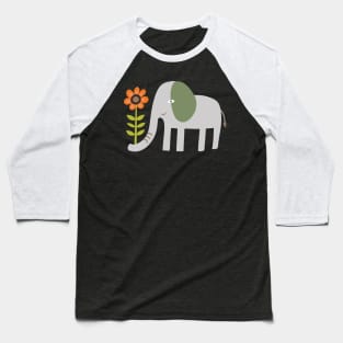 Elephant with a flower - cute graphic animal by Cecca Designs Baseball T-Shirt